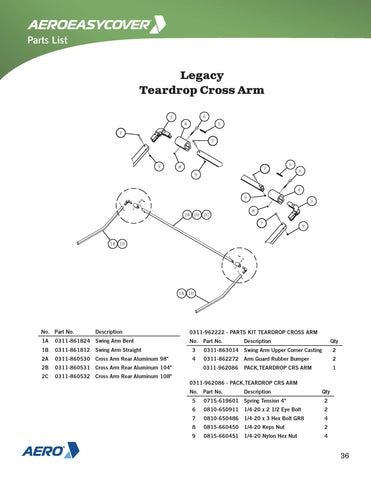Aero 0311-860532 Rear Cross Arm, 110 inch - Roll Off Trailer Parts