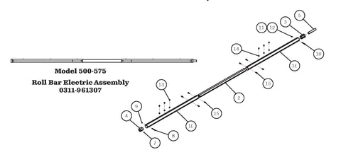 Aero 0311-961307 Roller Bar Assembly for Electric Systems - Roll Off Trailer Parts