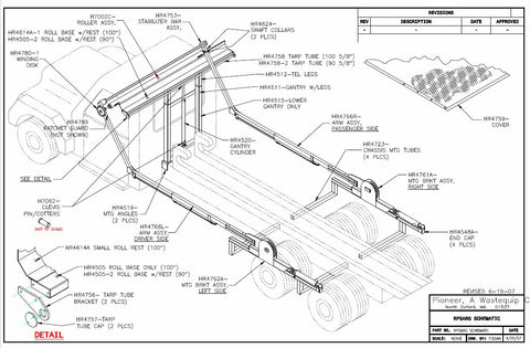 PIONEER RP4500-SARG Tarp System - Rack and Pinion - Roll Off Truck, Roll Off Trailer, Dump & Lugger Truck Parts