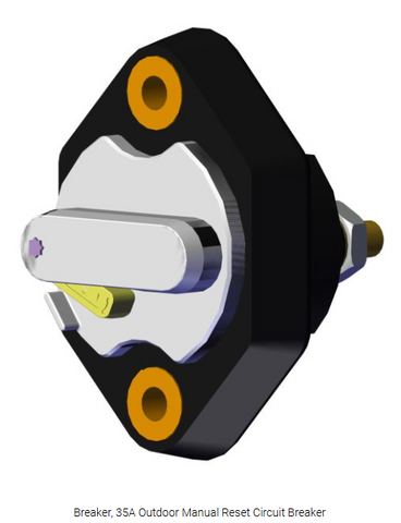 Roll-Rite 17918 Breaker. 35A Outdoor Manual Reset Circuit Breaker - Roll Off Truck, Roll Off Trailer, Dump & Lugger Truck Parts