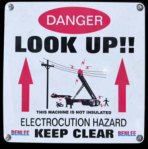BENLEE Safety Electrocution Placard - Roll Off Truck, Roll Off Trailer, Dump & Lugger Truck Parts