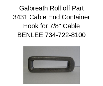 GALBREATH 3431 - Cable Hook - Roll Off Trailer Parts