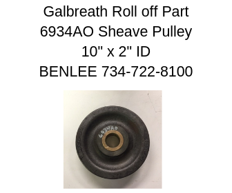 GALBREATH 6934AO - Sheave Pulley 10 in with 2 in Bronzed Bushed Center - Roll Off Trailer Parts