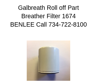 Galbreath 1674 - Breather Filter - Roll Off Trailer Parts