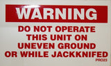 Warning Do Not Jack Knife - Roll Off Trailer Parts